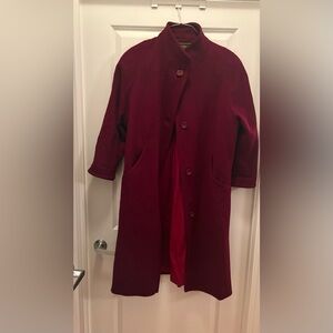 Kristen Blake Burgundy Wool Vintage Coat Size 8 Made in USA